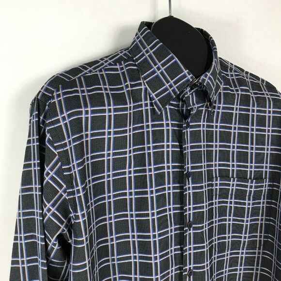 Scott Barber Long Sleeve Button Up Shirt Men's Large Plaid 100% Cotton Casual - Picture 5 of 10